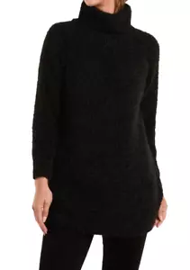 Jersey de punto grueso negro cuello redondo hecho en Italia para mujer talla única UK 8-16 - Imagen 1 de 17