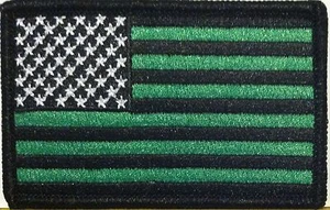 Patch ferro bandiera USA AMERICANA morale nero e verde versione Kelly bordo nero - Foto 1 di 1