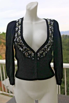 Suéter S Guess Negro Botón Escote en V Plateado Dorado Lentejuelas Pequeño Mujer De Colección Foto 1 de 4