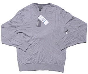 Kenneth Cole New Mens Sweater Cotton V Neck Long Sleeve Gray 2XL $65 - Picture 1 of 3