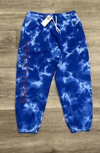 Polo Ralph Lauren Sweatpants Womens Large Jogger Terry Cloth Tie Dye Blue Marble - Picture 1 of 7