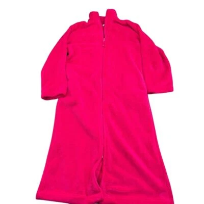 Bata Adonna Mujer Pequeña Rosa Fucsia Suave Vellón Cremallera Completa Larga Grannycore Foto 1 de 4