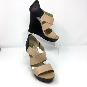 Seychelles Women’s Tan & Black Leather Club Platform Sandals, Size 8.5 - Picture 1 of 7