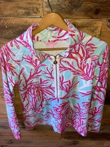 Lilly Pulitzer Quarter Zip Cotton(96%)/Spandex(4%) Stretch Pullover sz XS - Picture 1 of 9