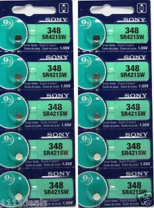348 Sony Mercury Free Silver Oxide SR421SW Watch Battery x 10 - Picture 1 of 1