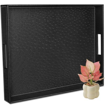 Bandeja para servir con asas, bandeja otomana de 20 x 16 pulgadas para mesa de centro, desayuno... Foto 1 de 4