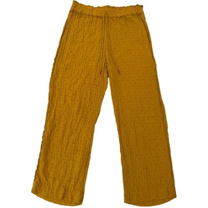 Anthropologie Pantalone gamba larga garza bohemien coulisse giallo senape medio - Foto 1 di 11
