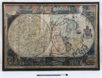 c.1699 Philip Lea MAP OF THE HEAVENS & THE EARTH Celestial Bible Hand Coloured - Image 1 of 4