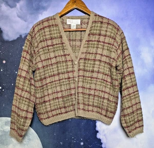 Vintage karierte Mohair Strickjacke Pullover Grunge 90er Nirvana Gr. Medium Milano - Bild 1 von 7