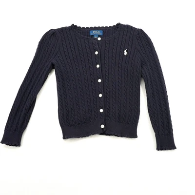 Cárdigan Polo Ralph Lauren Niños Azul Marino Algodón Tejido con Cable Talla 5 Foto 1 de 4