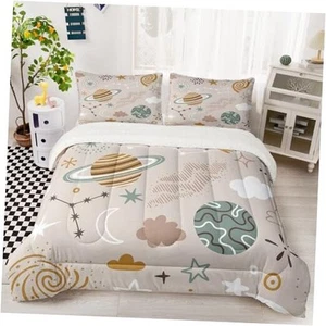 Space Bedding Comforter Set Size for Teens and Adults Planet Full Brown Space - Picture 1 of 8