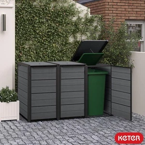 Keter Cortina Hide Away Bin Store 3 Sections Garbage Storage Weather Resistant - Picture 1 of 8