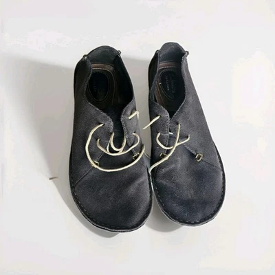 Clarks Janey Mae Oxford Mujer Talla 8.5 Gris Gamuza Mocasín Caminar Cómodo Foto 1 de 4