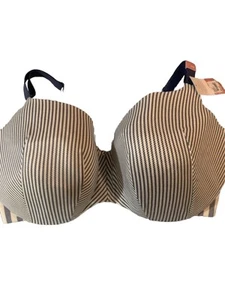 Cacique NWT Balconette Lined Underwire Back Smoother Shapes White &Blue 44H - Picture 1 of 9