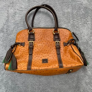 Dooney and Bourke Tasche L Straußenleder Umhängetasche Handtasche Geldbeutel Florentiner Schnalle - Bild 1 von 17