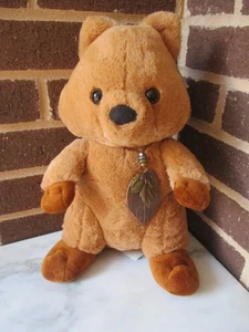 Build a Bear Quokka 14" Plush Browns-Wears Medal Leaves on Leather Necklace - Picture 1 of 6