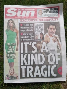 Scottish Sun Newspaper April 23rd 2025 Freddie Mercury Memorabilia Sale - Picture 1 of 4