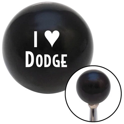 White I <3 DODGE Black Shift Knob w/ M16x1.5 Insert Shifter Auto Manual Custom - Image 1 of 4