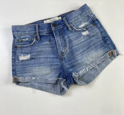 Pantalones cortos de mezclilla para mujer talla 0 W25 y2k Abercrombie & Fitch corte dobladillo crudo Foto 1 de 4