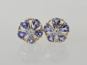 Aretes colgantes de tanzanita pera APX 3 2/3 CTW de oro amarillo de 10 quilates (AM1088935) - Imagen 1 de 6