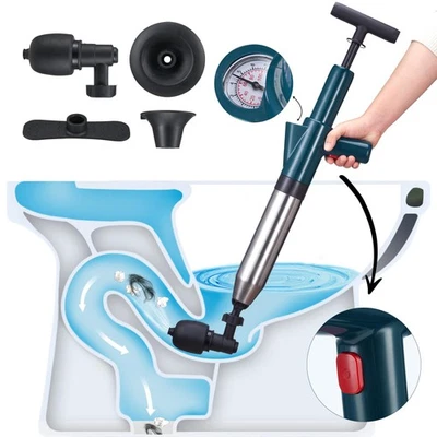 Êmbolo de vaso sanitário de ar de alta pressão, ferramenta desentupidora de jateamento de imersão para vaso sanitário cl... - Imagem 1 de 4