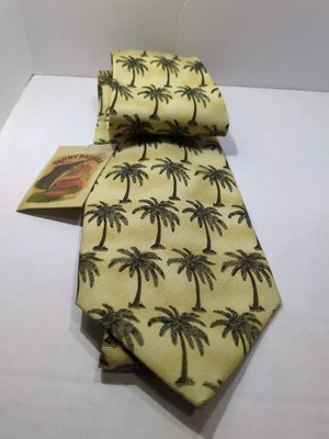 Corbata Tommy Bahama nueva diseño palmera seda amarilla Foto 1 de 4