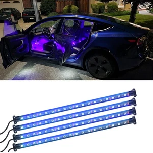 4x 72 LED Car Interior Lights LED Ambient Foot Light Strip Kit For Tesla Model 3 - Picture 1 of 22