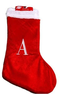 Ship N 24 Hours. New-Christmas Red Velvet Monogram Stocking, “Letter A”. - Picture 1 of 5