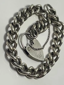 Vintage 'Georg Jensen GLtd' sterling silver 925 bracelet & heart padlock 32.14g - Picture 1 of 18