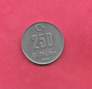 TURKEY TURKISH KM1137 2003 UNCIRCULATED-UNC MINT 250000 LIRA COIN - Picture 1 of 1