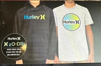 Hurley Boys 2 Pack Tops Black performance Hoodie and Gray Tee Large 14 - 16 - Image 1 of 4