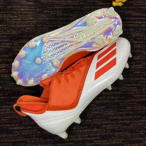 Adidas Adizero 21 Football Cleats White Orange GW2944 Men's Size 14 - Picture 1 of 7