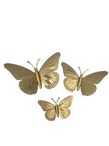 Home Interiors Gold Schmetterlinge Golden Butterfly Wandbehang 3er Set #001 - Bild 1 von 8