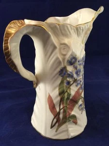 Gorgeous Antique Hand Painted Leaf Floral Royal Worcester Porcelain Pitcher  - Picture 1 of 1