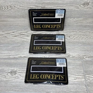 3x VTG Silken Sheers Leg Concepts Sz B Pantyhose Control Top Black/Off-Black NEW - Picture 1 of 10