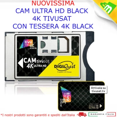 Scheda Tessera Smart Card Nera Cam Tivusat Tv sat 4k Da Attivare Nuovo Modello - Immagine 1 di 3