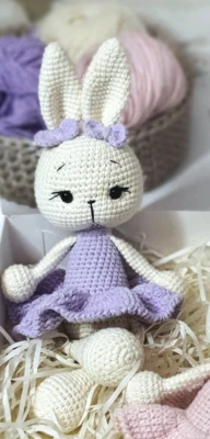 Crochet Animal Handmade Toys Funny Bunny Doll Amigurumi Cute Rabbit Baby Gift - Image 1 of 4