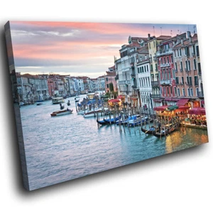 SC560 Venice Sunrise Italy Retro Landscape Canvas Wall Art Large Picture Prints - Picture 1 of 6