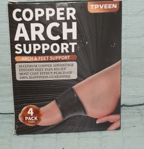 TPVEEN Tutore Maniche Fascite Plantare Supporto Arco Compressione Rame 4 Pezzi - Foto 1 di 6