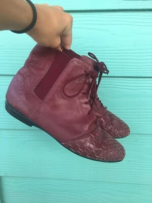 Newport News Botas Botines Borgoña 8 Cuero Foto 1 de 4