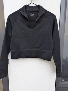 Cotton On Body Active Cropped Top Long Sleeves 1/4 Zip Black Size M - Picture 1 of 4