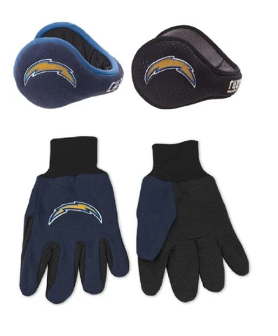 NFL San Diego Chargers Reebok 180s Ear Warmers/ Muffs & Utility Gloves Gift Set Cover