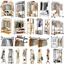 Strong Heavy Wooden/Metal Coat Garment Rack Stand Hall Tree Clothes Rails Hanger