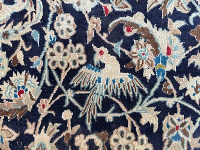 7x10 BLUE ANTIQUE ORIENTAL RUG HAND-KNOTTED dark navy vintage handmade 6x10 8x10 - Image 1 of 4