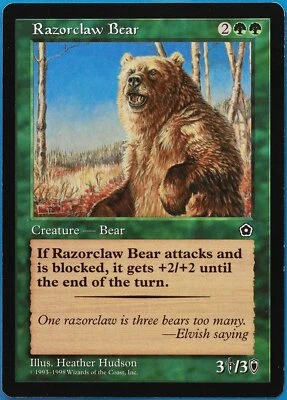 Razorclaw Bear Portal Second Age PLD Green Rare MAGIC CARD (ID# 470597) ABUGames - Image 1 of 2