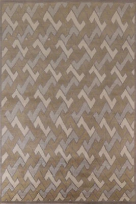 Geometric 8x10 Modern Gabbeh Oriental Rug Wool Handmade Carpet - Image 1 of 4