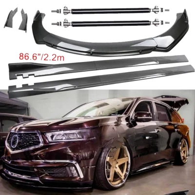 Carbon Fiber Front Bumper Lip Spoiler 86.6" Side Skirt Kit For Acura MDX - Изображение 1 из 4