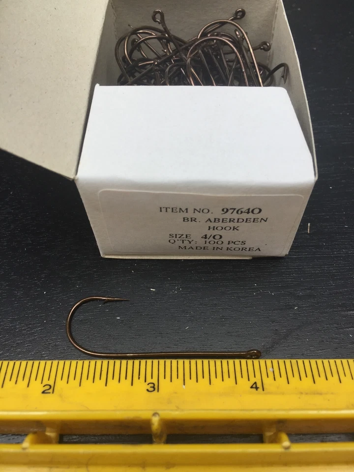 Anzuelos - Bronce Aberdeen Talla 4/0 - 100 Piezas Se envía desde EE. UU. Foto 1 de 1