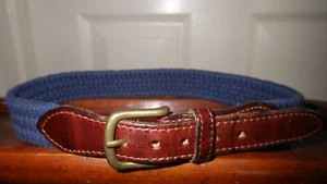 USA Made Vintage Leather & Elastic Cotton Braid Belt Kids XS Adjustable 5 Holes - Picture 1 of 12
