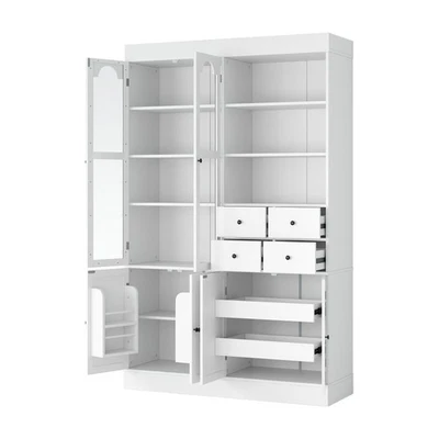 47.2x15.7x75inch Freestanding Buffet with Hutch, Tall Kitchen Pantry Cabinet - Image 1 of 4
